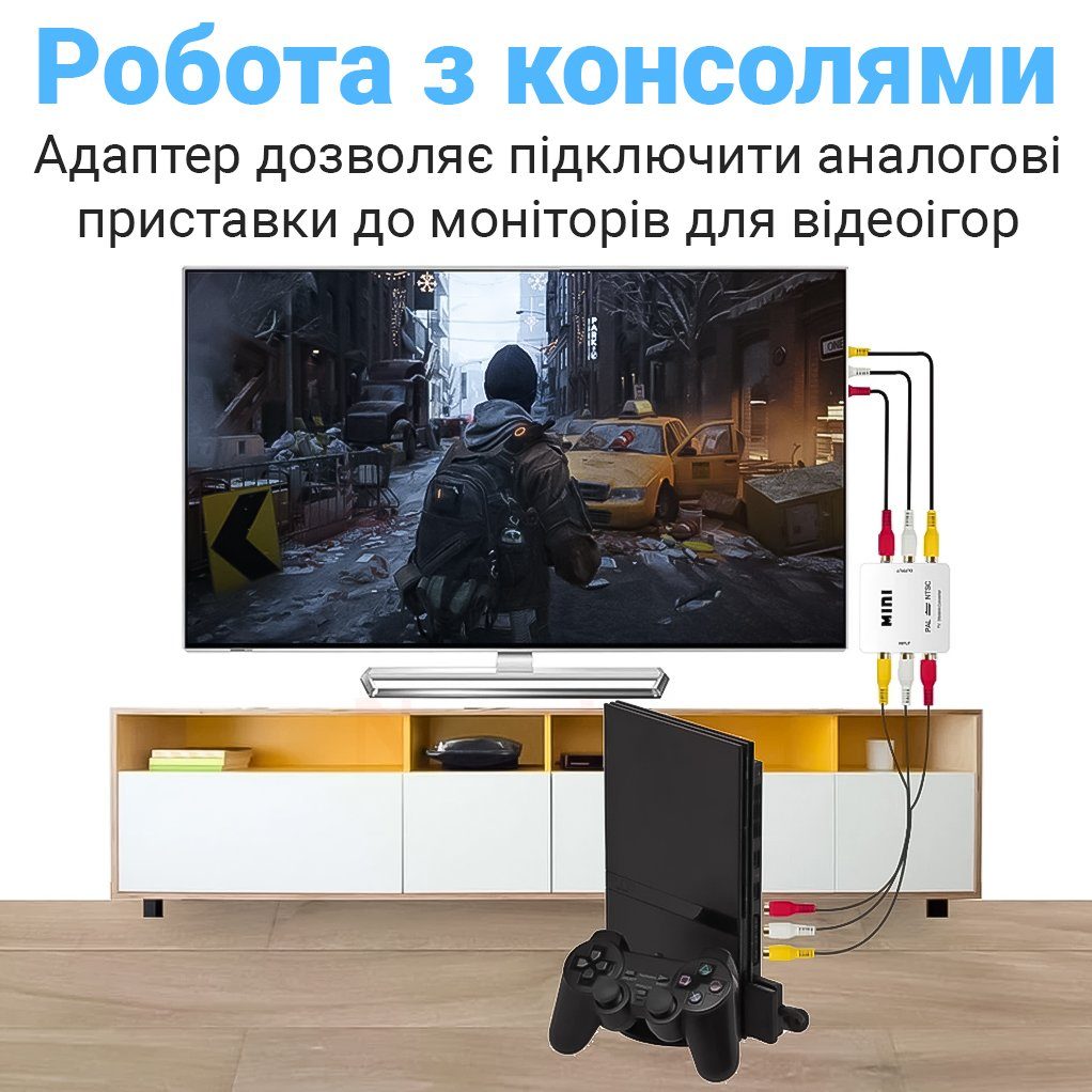 Двонаправлений конвертер телевізійної системи PAL-NTSC для аналогового відео Addap PAL2NTSC-01 9