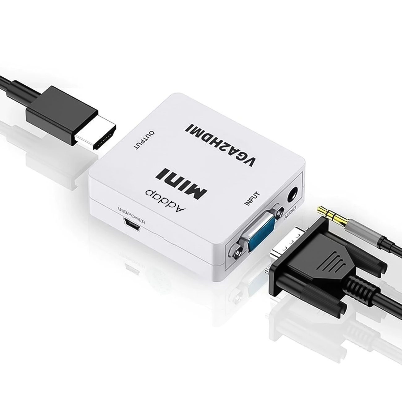Конвертер відео сигналу з аналогового VGA на цифровий HDMI порт Addap VGA2HDMI-01, Full HD 1080P 12