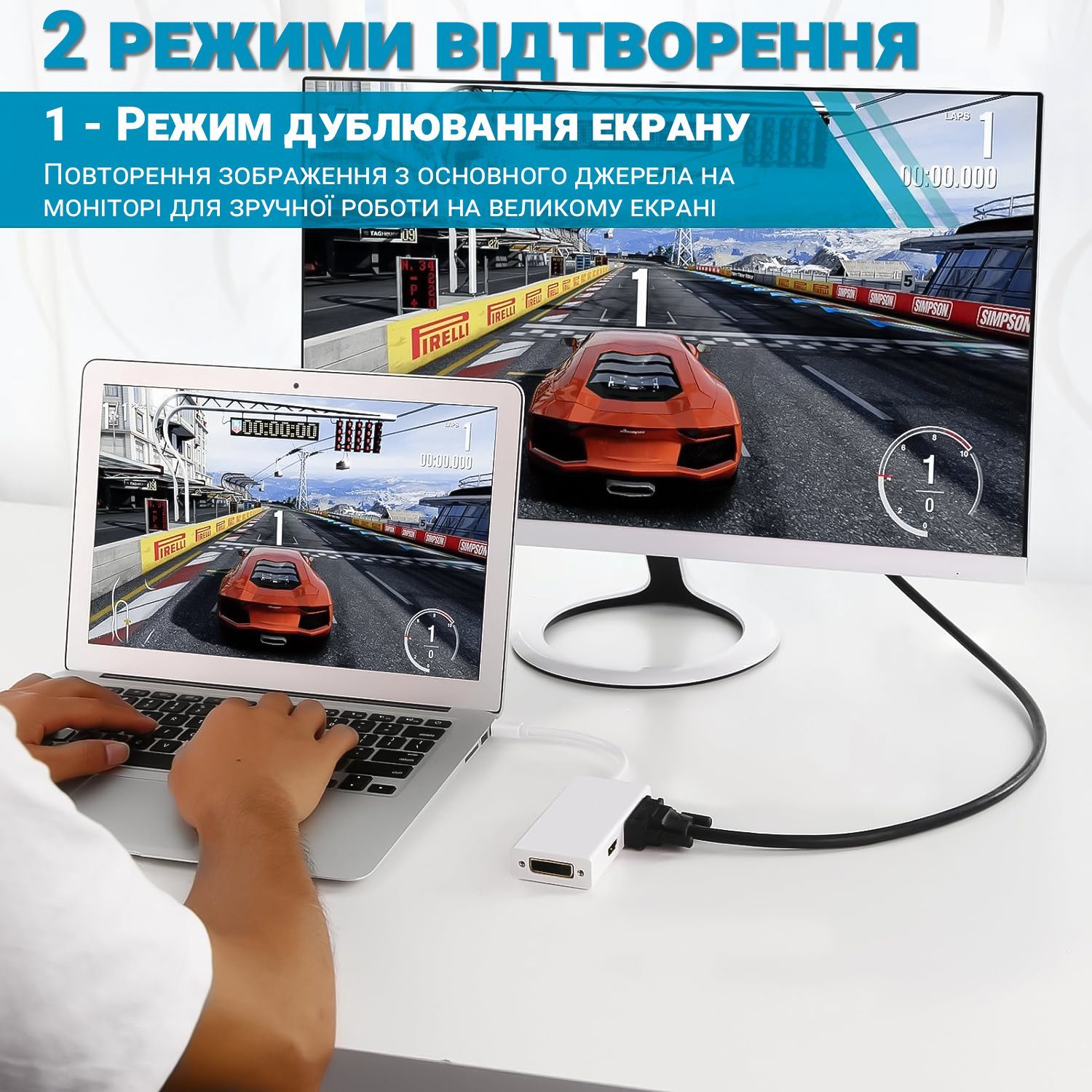 Відео адаптер, конвертер 3в1 з Mini DisplayPort на HDMI/VGA/DVI роз'єми Addap MDPA-02Mix, 4K / 1080P 7