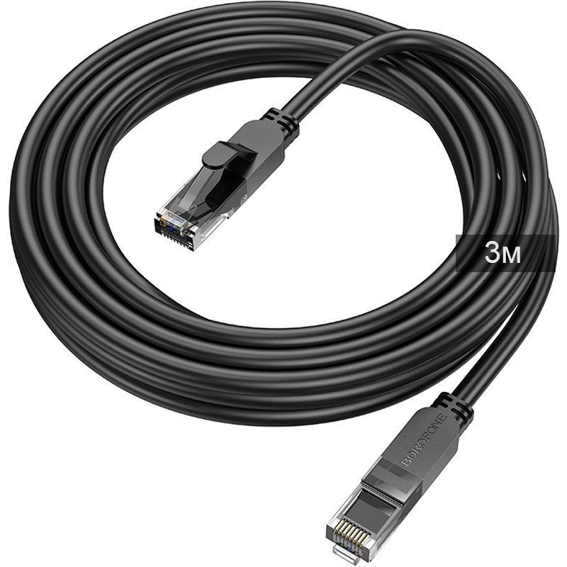 Мережевий RJ45 кабель для інтернету | патч-корд BOROFONE BUS01, Ethernet кабель, Cat6, 1Gbps, 3м 2