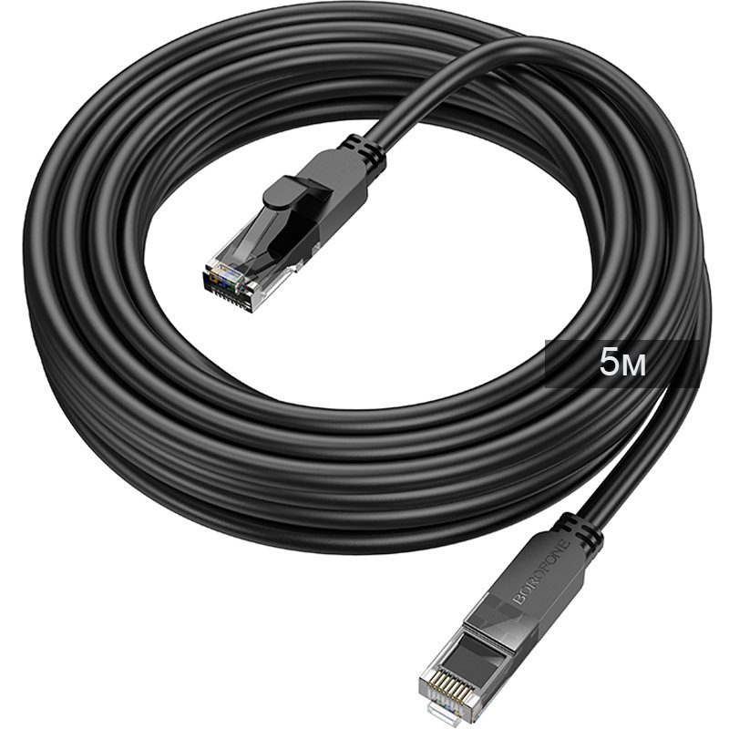 Мережевий RJ45 кабель для інтернету | патч-корд BOROFONE BUS01, Ethernet кабель, Cat6, 1Gbps, 5м 2