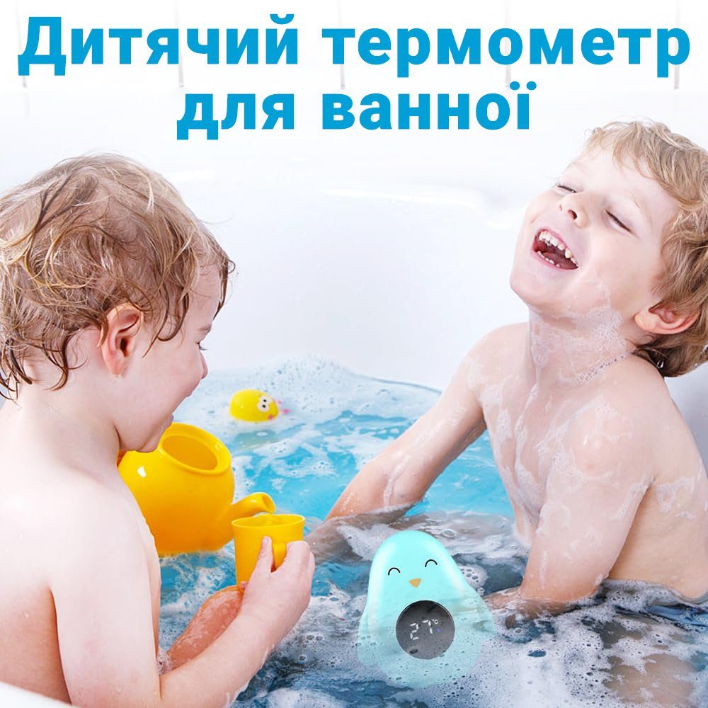 Дитячий термометр для ванної в формі пінгвіна UChef BT-03 для вимірювання температури води, Блакитний 3