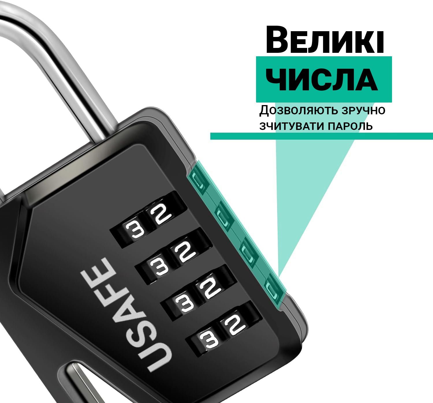Підвісна колодка з 4-значним механічним кодом USafe CP-02, металевий навісний замок з комбінацією без ключа 10
