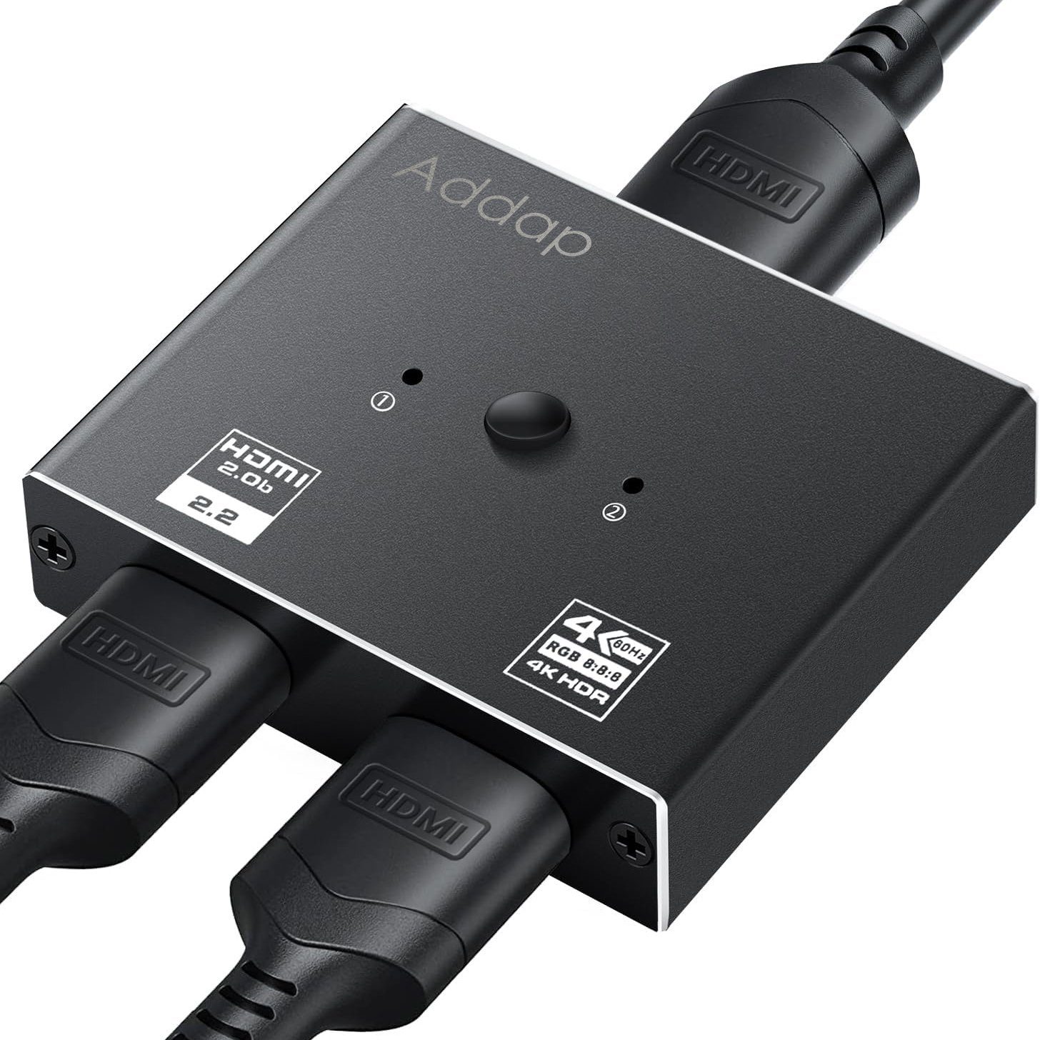 4K HDMI розгалужувач двонаправлений Bi-Direction Switch на 2 порти Addap HVS-12 | перемикач + комутатор 2 в 1