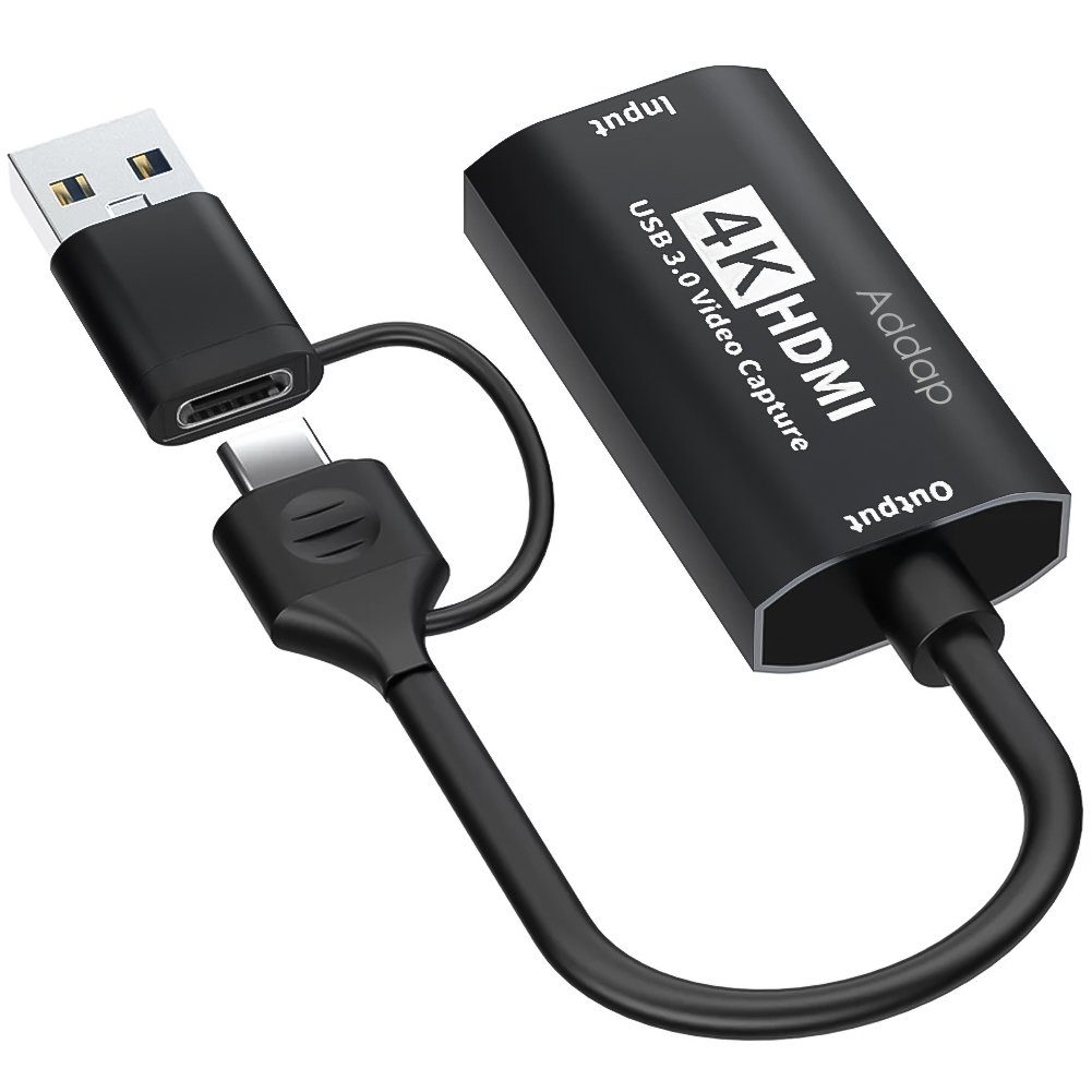 2в1 зовнішня карта відеозахоплення з HDMI на Type-C та USB-A інтерфейси Addap VCC-06, для запису, стримінгу та оцифрування відео, 4K 10