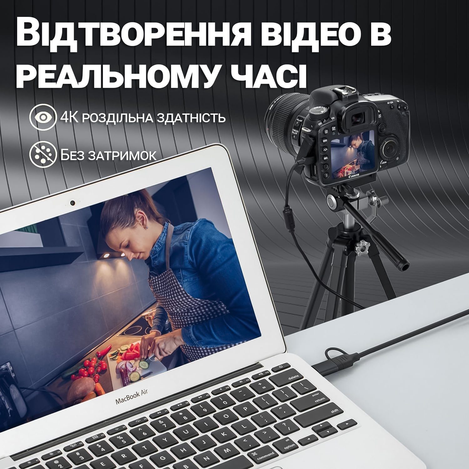 2в1 зовнішня карта відеозахоплення з HDMI на Type-C та USB-A інтерфейси Addap VCC-06, для запису, стримінгу та оцифрування відео, 4K 6