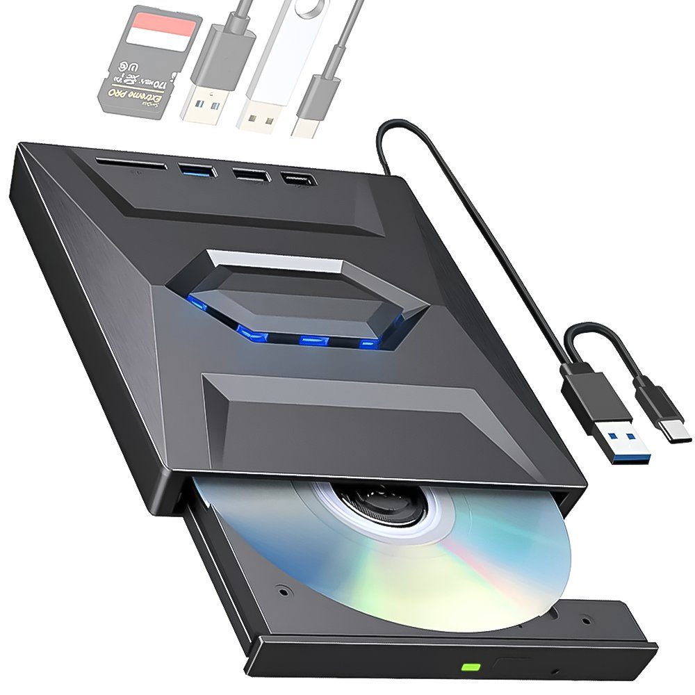 Зовнішній USB 3.0 + Type-C оптичний дископривід Addap EDB-03, портативний дисковод для комп’ютера, ноутбука, макбука | зчитувач CD-RW, DVD-RW, DVD-RAM, DVD-ROM