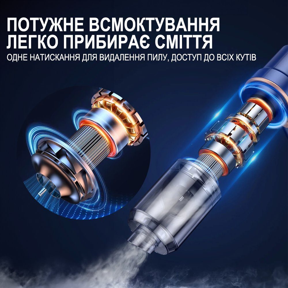Портативний акумуляторний пилосос - компресор 2в1 Addap PAD-02, для продувки пилу та очищення клавіатури, комп'ютера, побутової техніки, синій 9