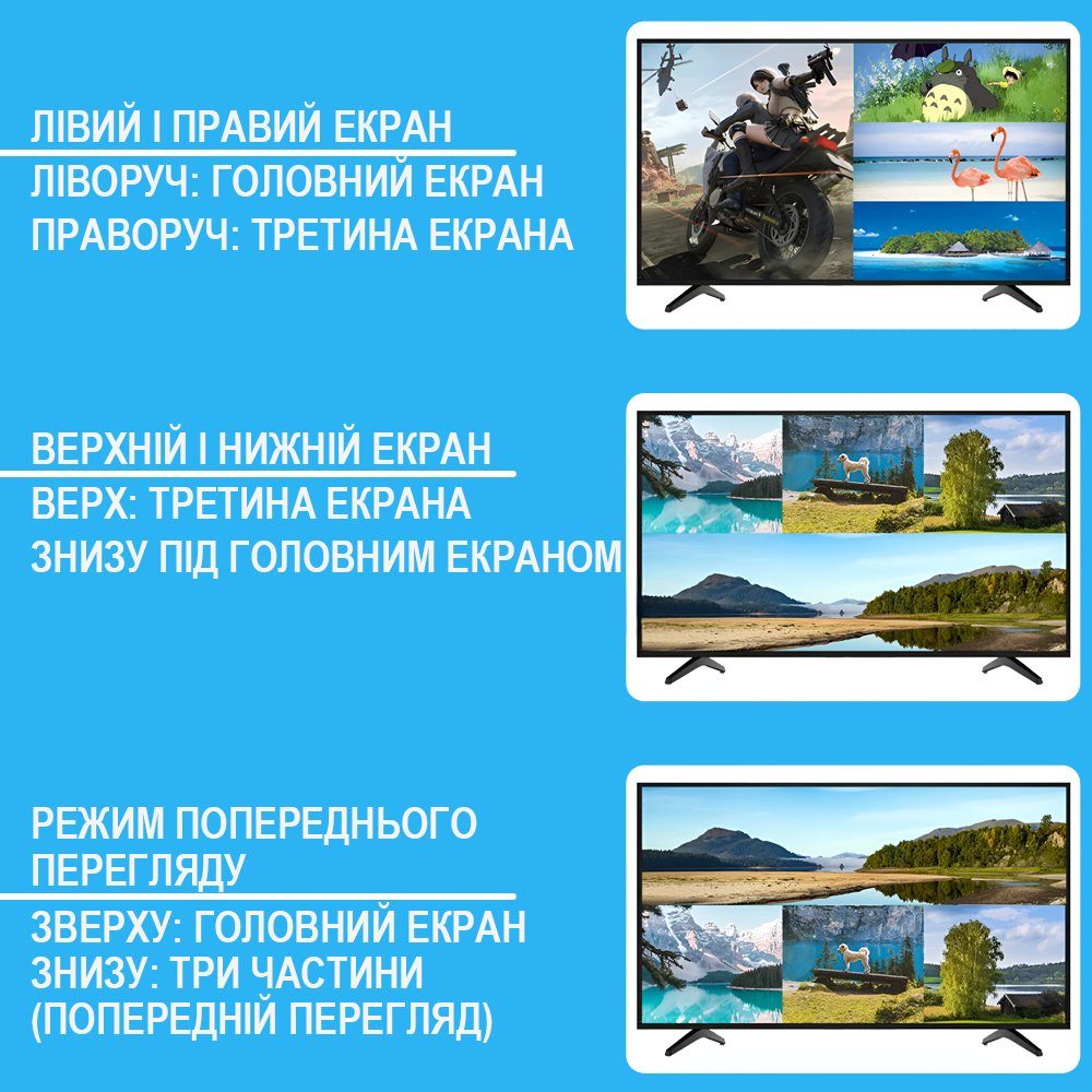 HDMI спліттер для 4 джерел відео на 1 екран Addap HVS-13, мультиекранний 4K HDMI комутатор з Quad View, black 10
