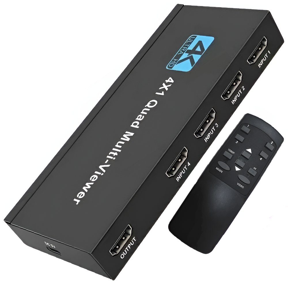 HDMI спліттер для 4 джерел відео на 1 екран Addap HVS-13, мультиекранний 4K HDMI комутатор з Quad View, black 2
