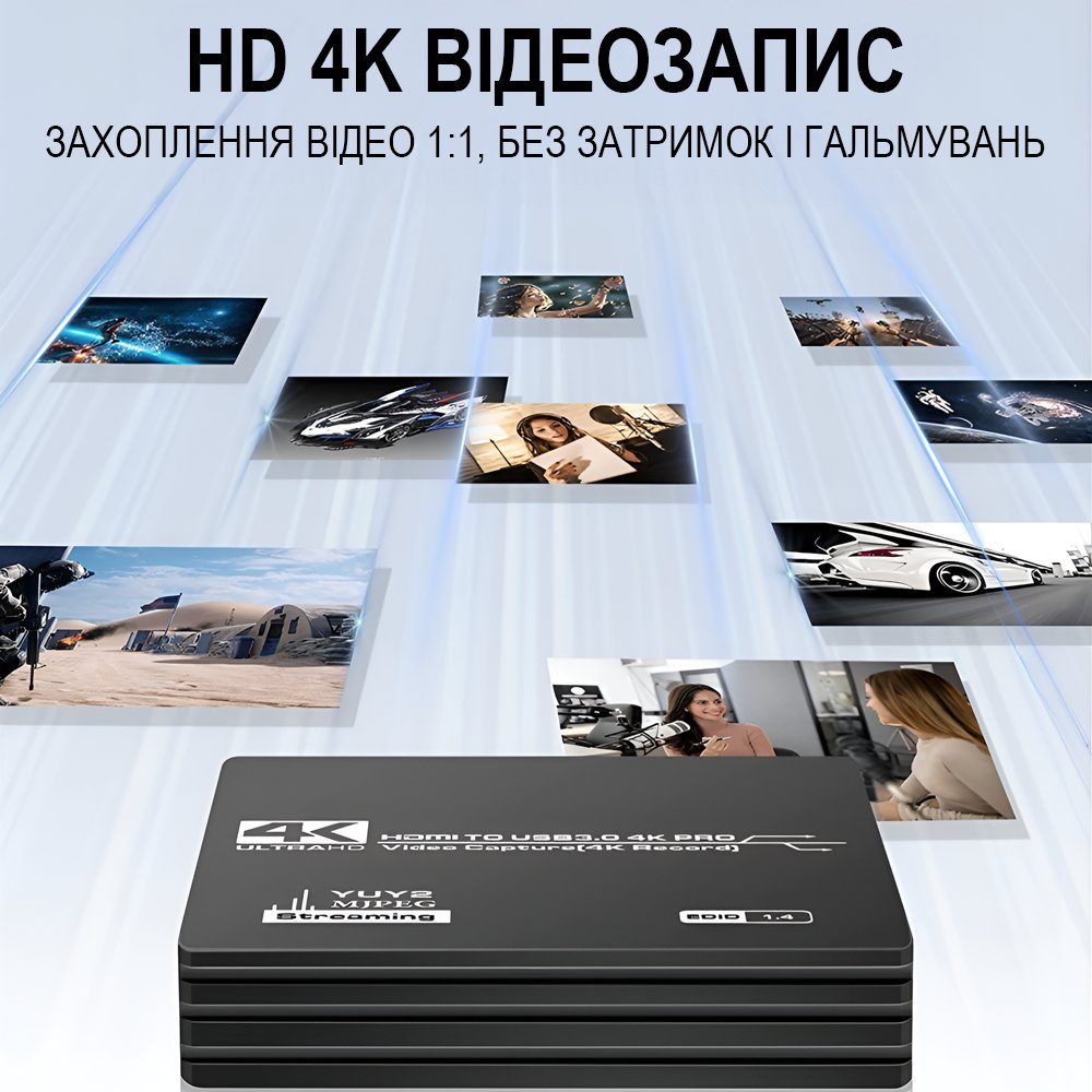 Зовнішня карта відеозахоплення Addap VCC-07, для запису та оцифрування відео, FPV-дронів, стримінгу, USB 3.0, HDMI 4K, 60fps 8
