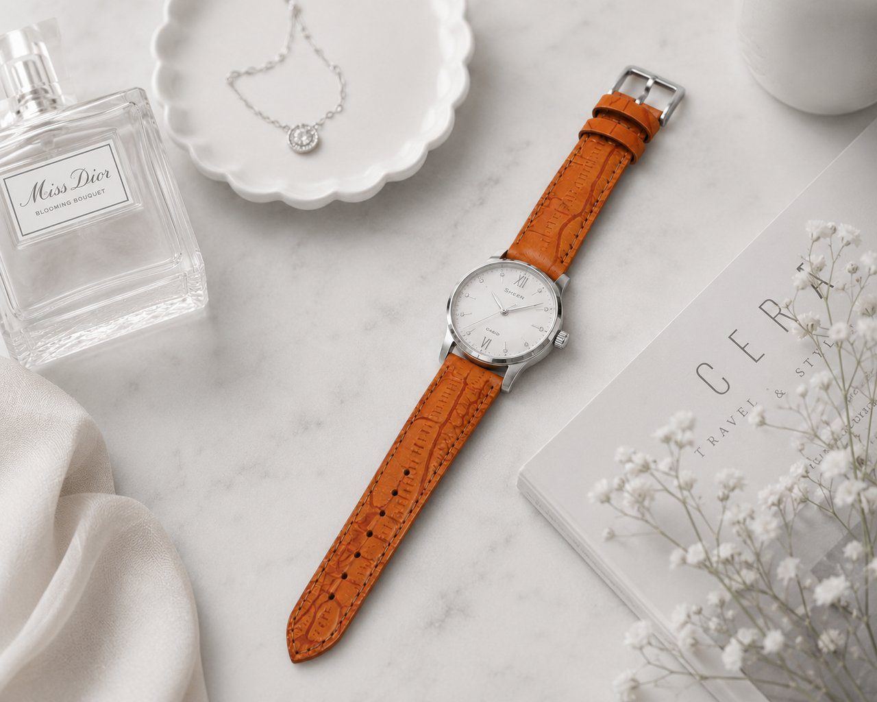 Шкіряний жіночий ремінець для годинника Mykhail Ikhtyar Ш18 мм оранжевий