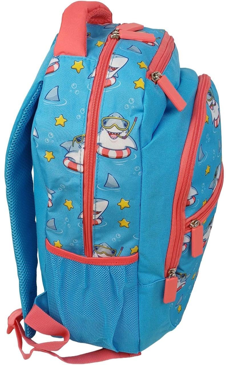 Шкільний рюкзак 19L Riciclo Schulrucksack блакитний з акулами 6