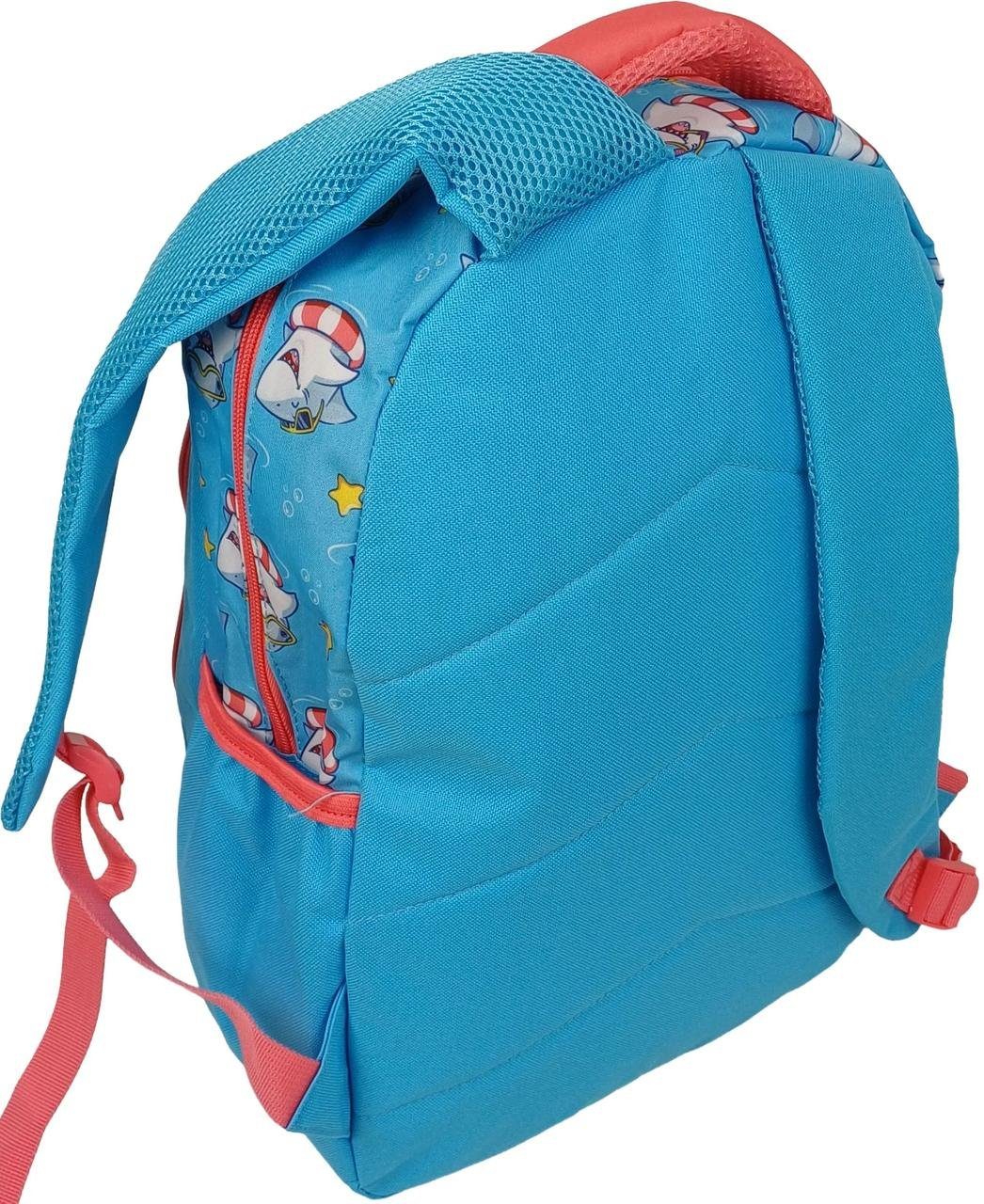 Шкільний рюкзак 19L Riciclo Schulrucksack блакитний з акулами 7