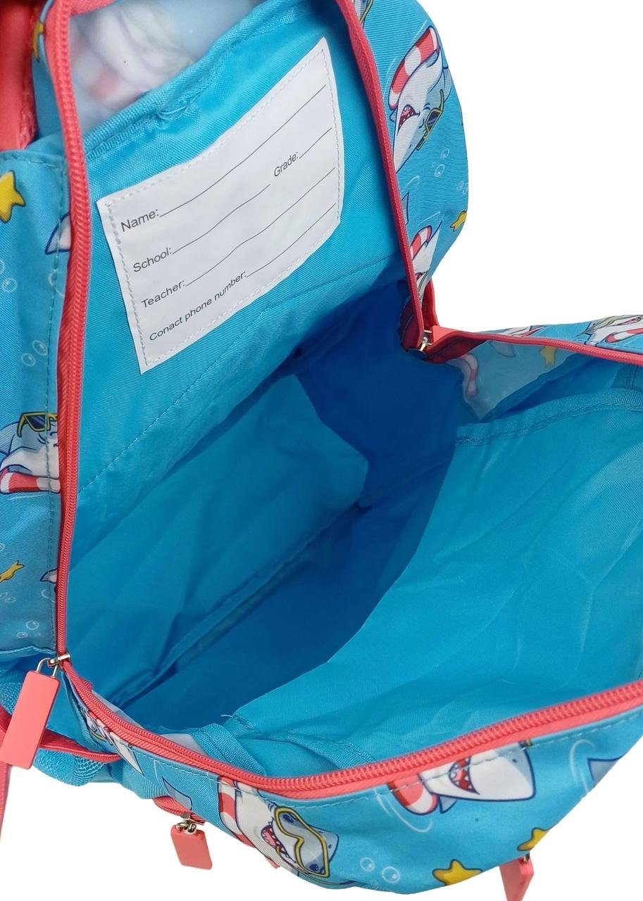 Шкільний рюкзак 19L Riciclo Schulrucksack блакитний з акулами 8
