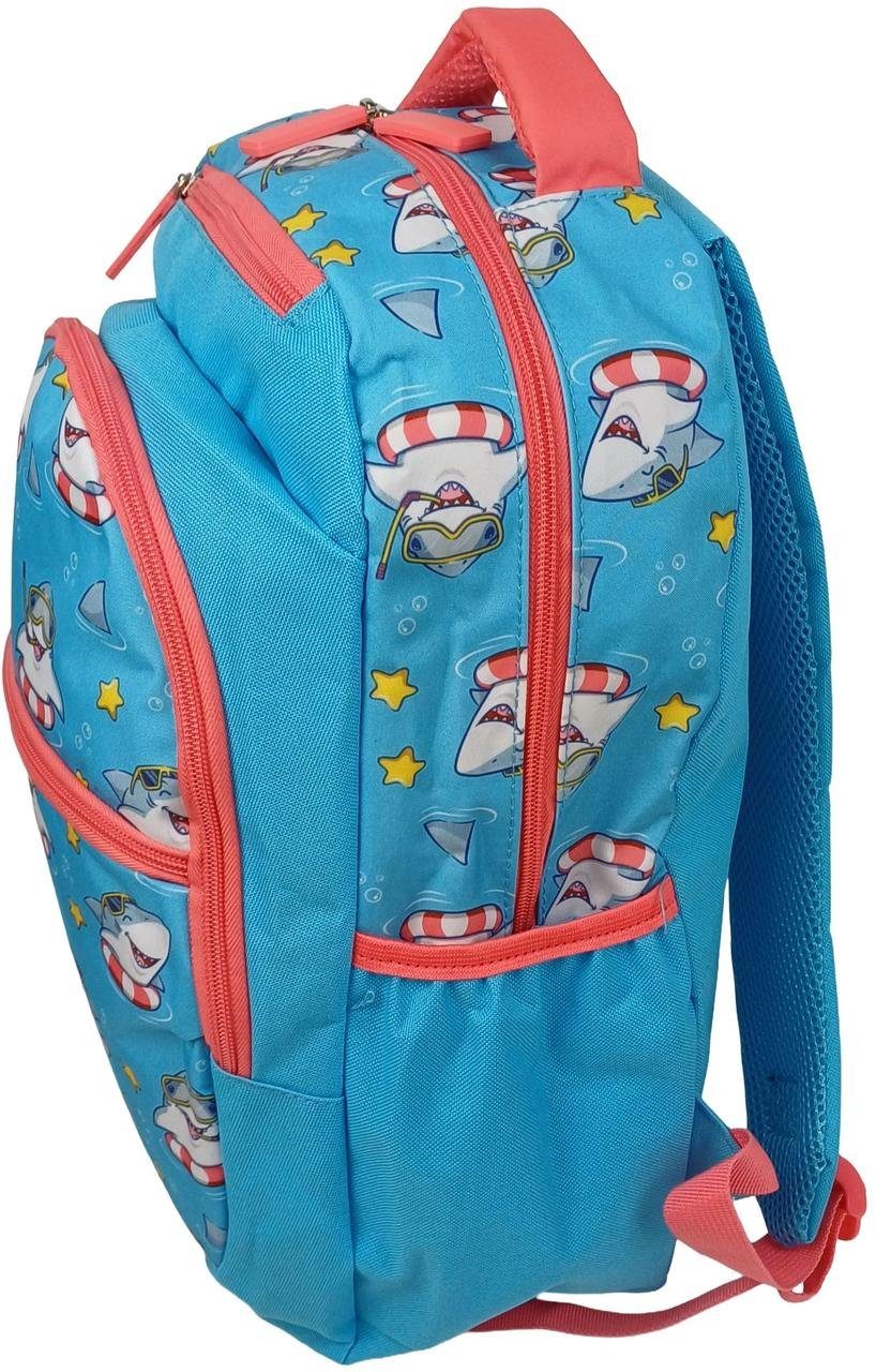 Шкільний рюкзак 19L Riciclo Schulrucksack блакитний з акулами 5