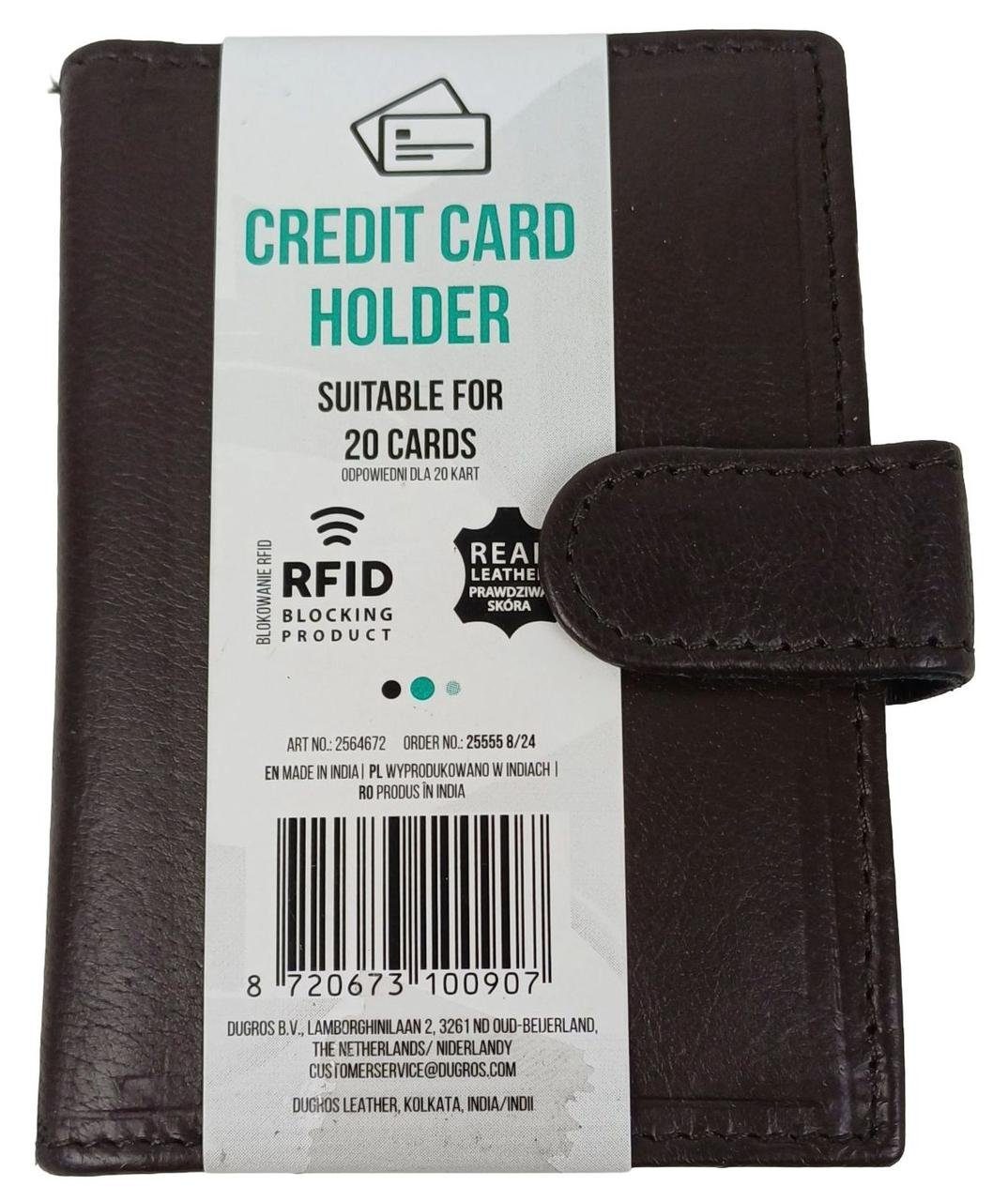 Шкіряний картхолдер, чохол для платіжних карток із захистом RFID Dugros коричневий 3