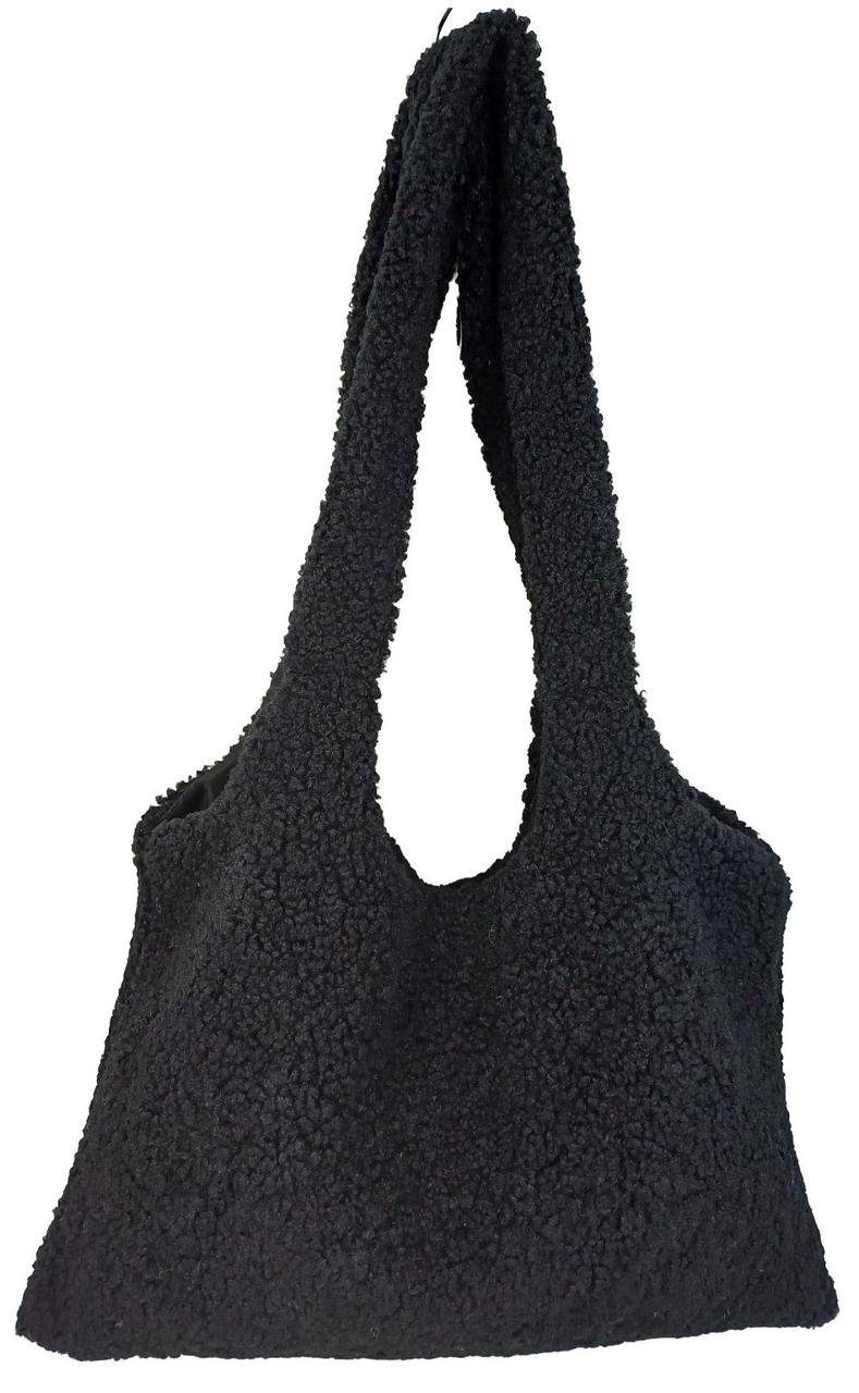 Жіноча плюшева сумка через плече 🧸 м’яка Teddy Bag, тренд 2026 чорна 3