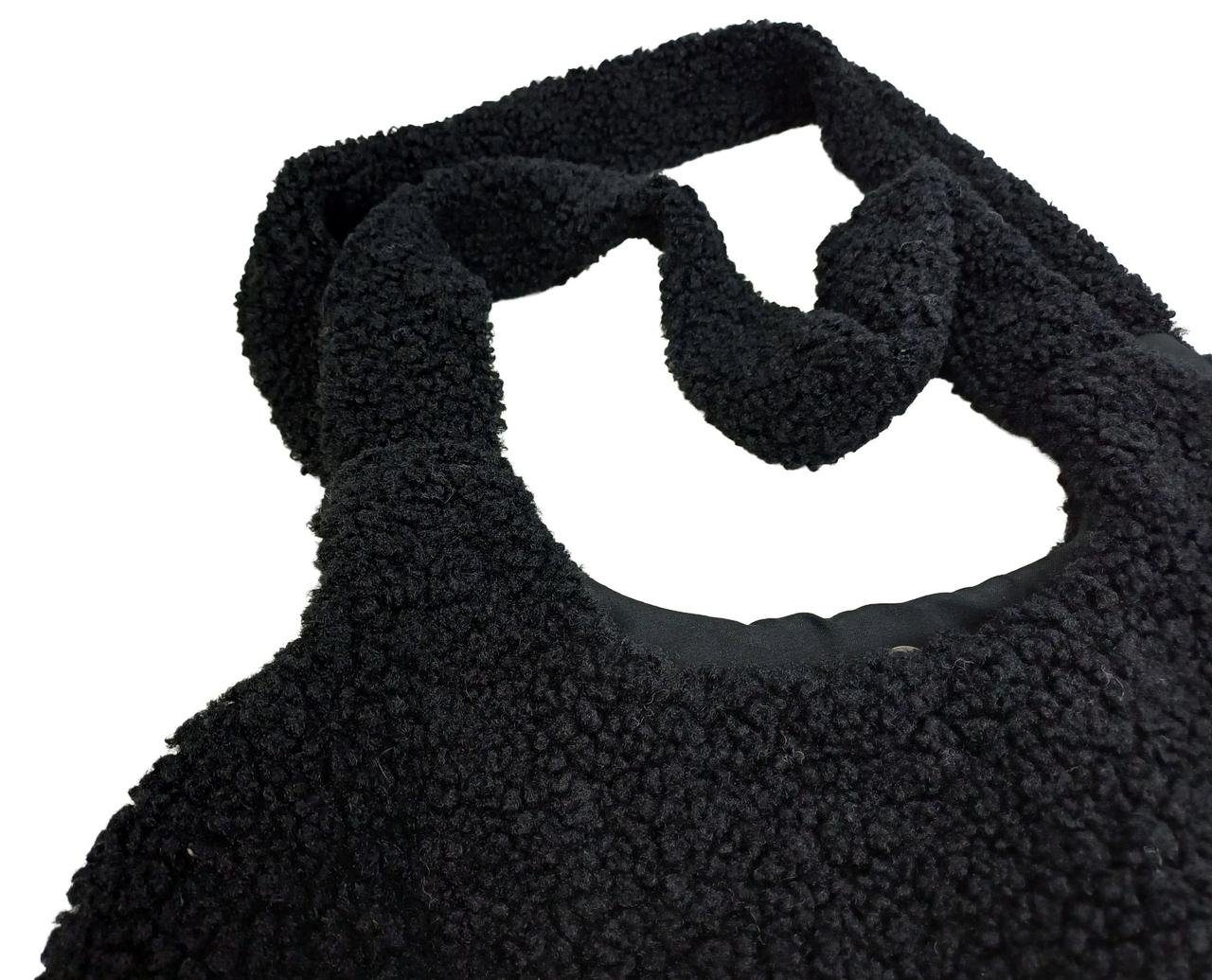 Жіноча плюшева сумка через плече 🧸 м’яка Teddy Bag, тренд 2026 чорна 7