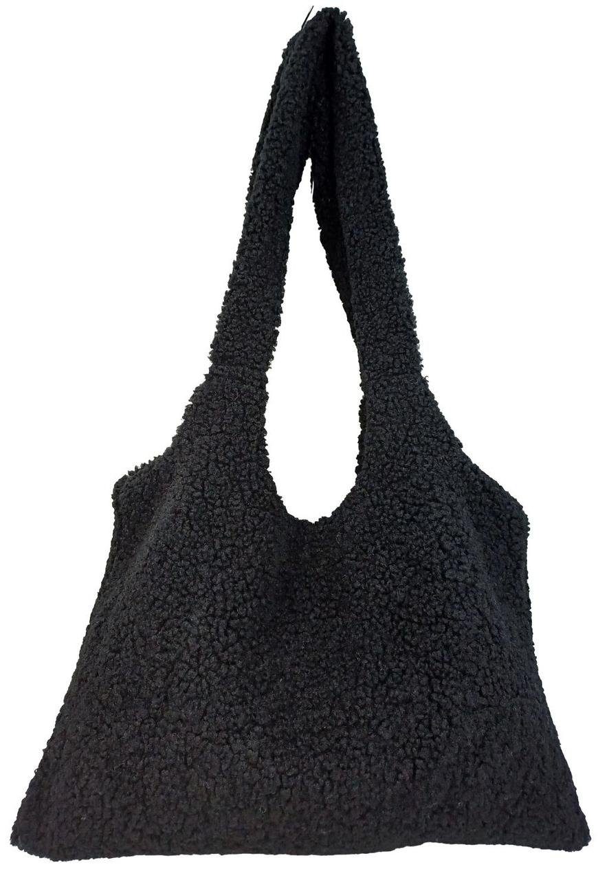 Жіноча плюшева сумка через плече 🧸 м’яка Teddy Bag, тренд 2026 чорна 2