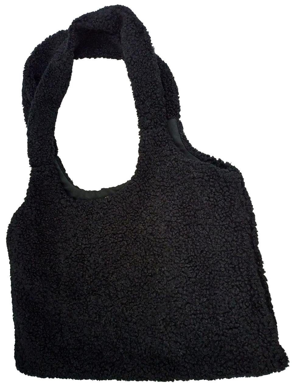 Жіноча плюшева сумка через плече 🧸 м’яка Teddy Bag, тренд 2026 чорна 5