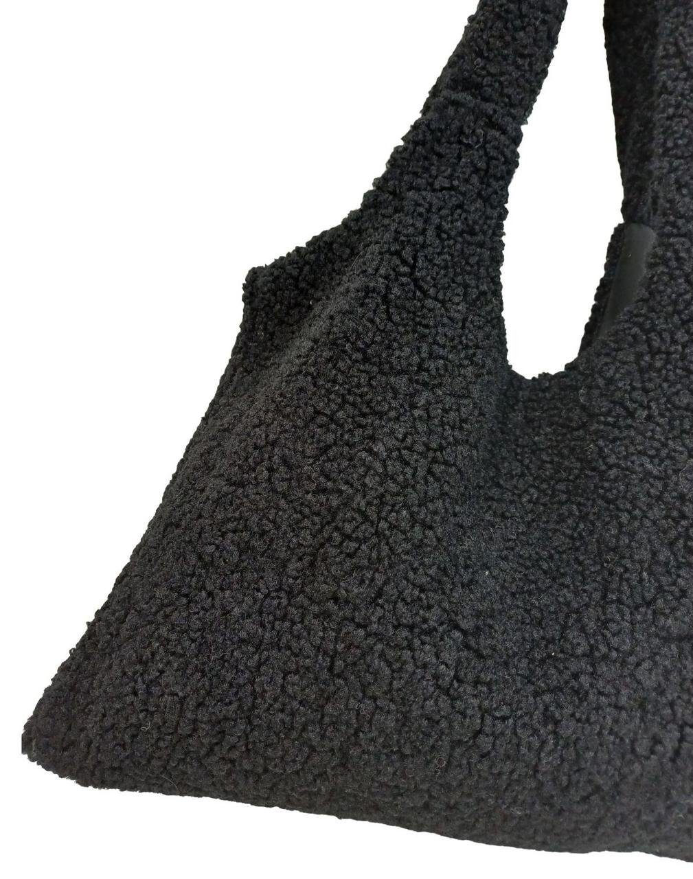 Жіноча плюшева сумка через плече 🧸 м’яка Teddy Bag, тренд 2026 чорна 6