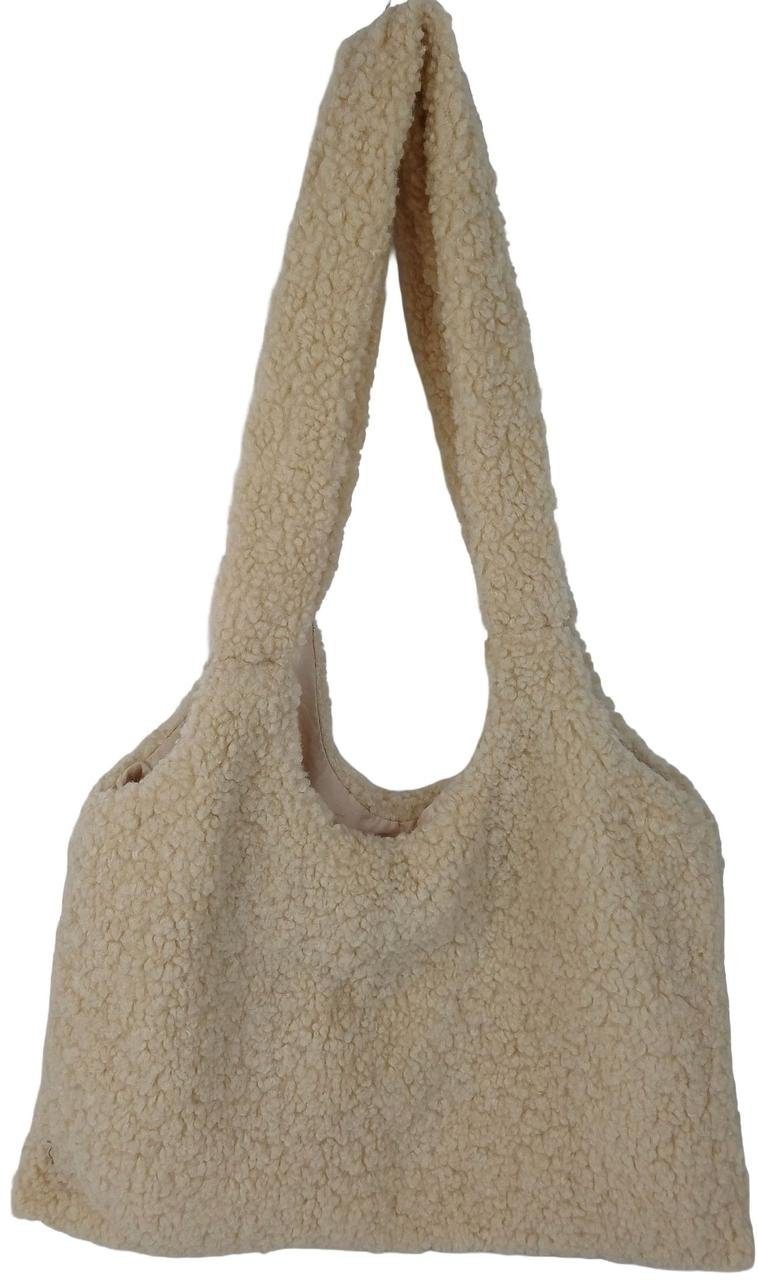 Жіноча плюшева сумка через плече 🧸 м’яка Teddy Bag, тренд 2026 бежева 4