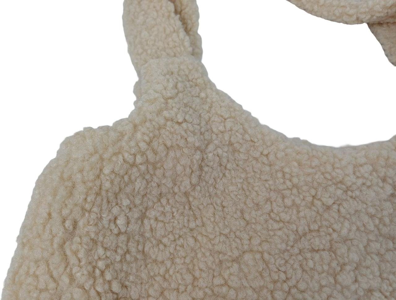 Жіноча плюшева сумка через плече 🧸 м’яка Teddy Bag, тренд 2026 бежева 7