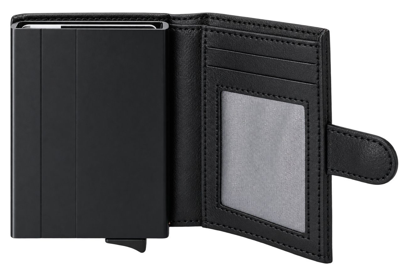 Чоловічий шкіряний картхолдер Smart Wallet з RFID-захистом на 7 карт, чорний 2
