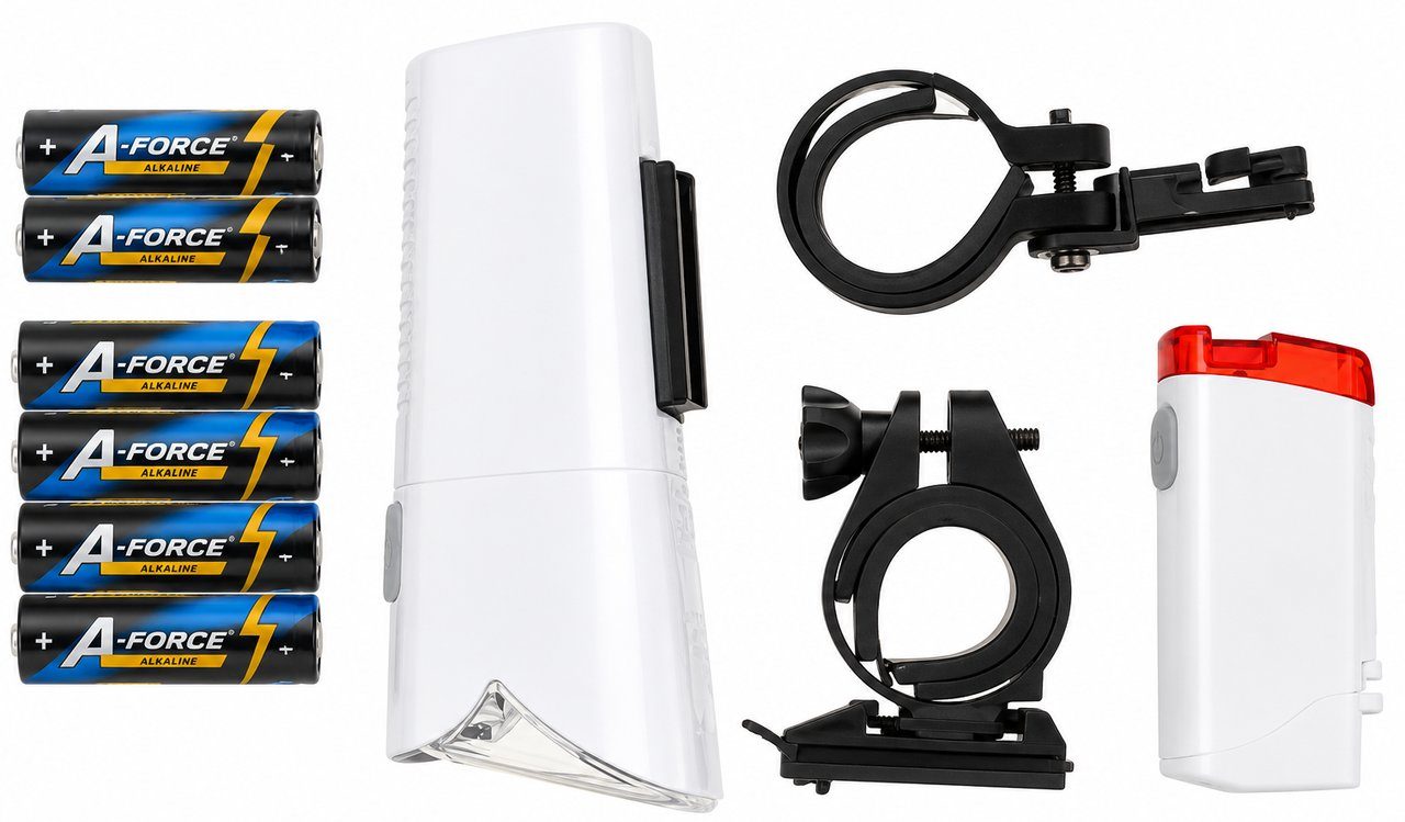 Комплект велосипедних ліхтарів Walfort Light Set — передня LED-фара 60 люкс + задній ліхтар 5 лм, білий 4